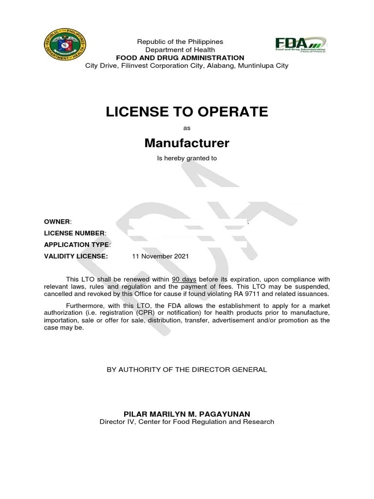 FDA LTO