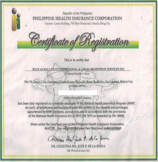 PhilHealth Certificate of Registration (Sample)