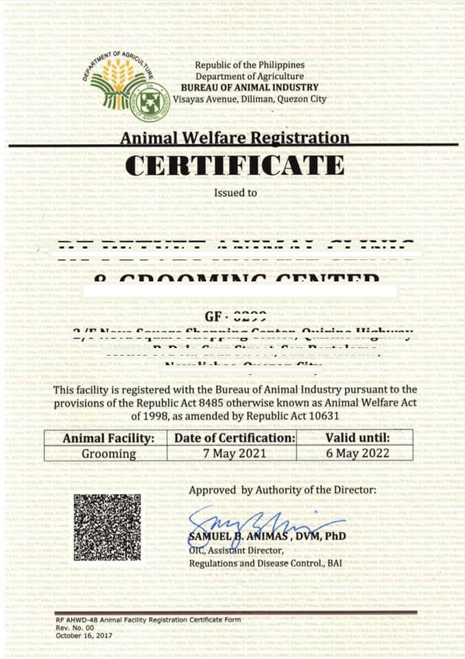 BAI Registration Certificate