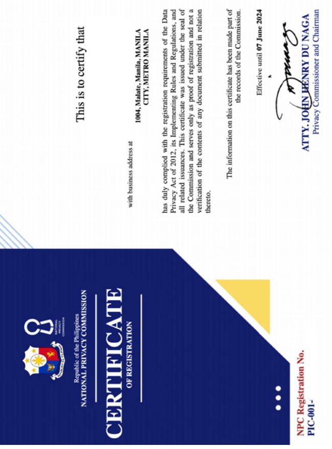 NPC Certificate of Registration