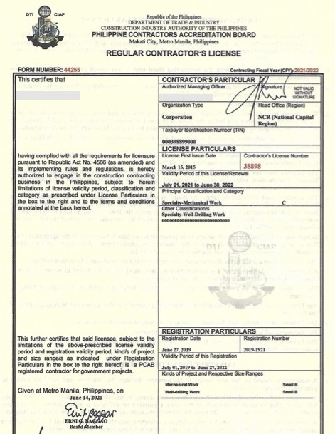 PCAB Contractor's License