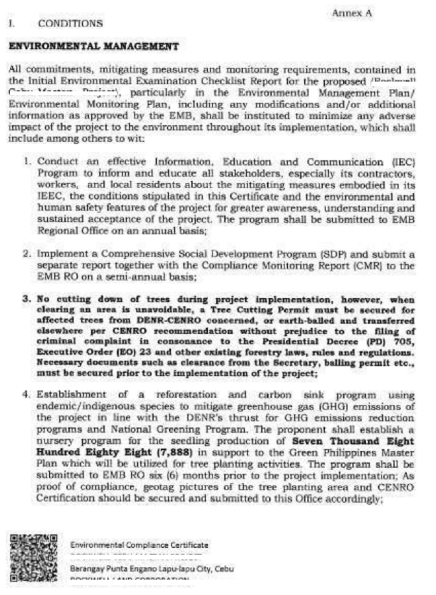 Sample Environmental Compliance Certificate (ECC) in the Philippines