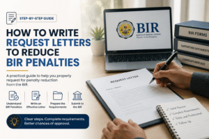 Request letter for BIR penalty reduction with supporting documents.