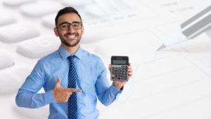 Forensic accountant examining business documents