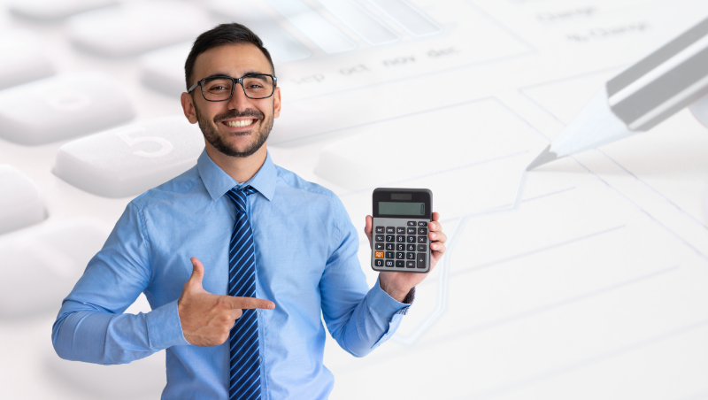 Forensic accountant examining business documents
