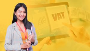 A female holding a documents for vat registration