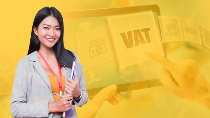 A female holding a documents for vat registration
